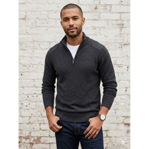 Smartwool Merino Wool Blend Quarter Zip Sweater Gray Small
